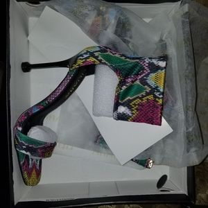 Snakeskin Peep Toe Heels